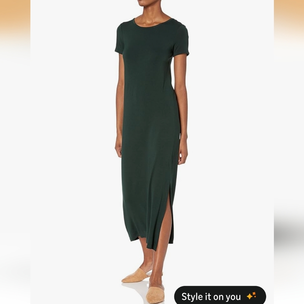 Amazon Essentials Dark Green Midi Dress